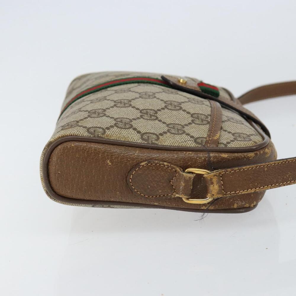 GUCCI GG Supreme Web Sherry Line Bag PVC Beige Gold 116 02 055 Auth 155594 - Picture 3 of 16